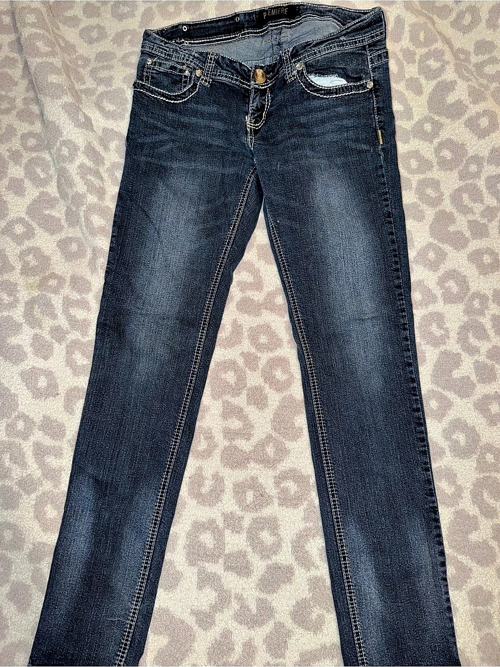 Premiere Embellished Skinny Jeans in Blue Like New